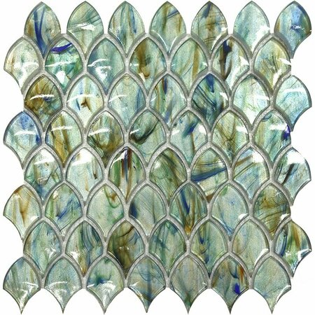 APOLLO TILE Majeste 10.8inx11.3in Glossy Blue and Silver Glass Mosaic Wall and Floor Tile 8.48 sqft/case, 10PK APLASL8805A